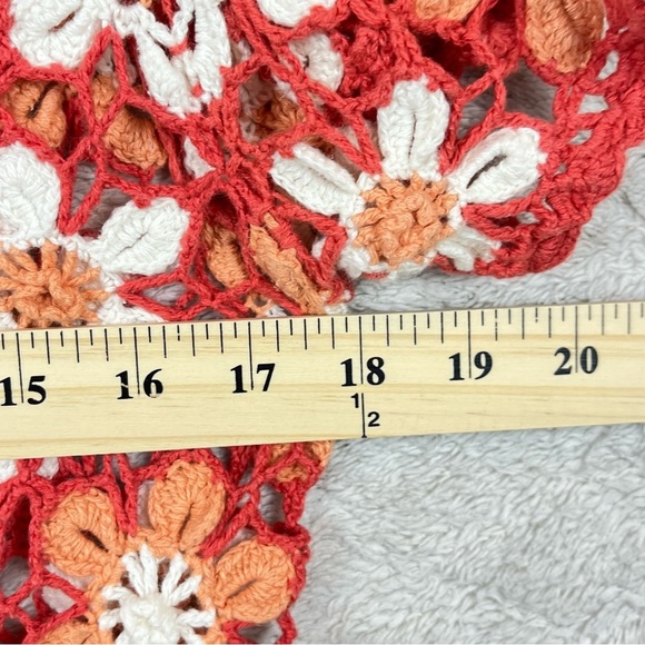 Vintage Y2K Crochet Daisy Knit Sweater Cardigan Button Medium - Picture 16 of 16